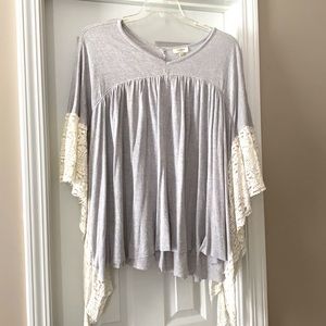 Boutique top with lace ruffle